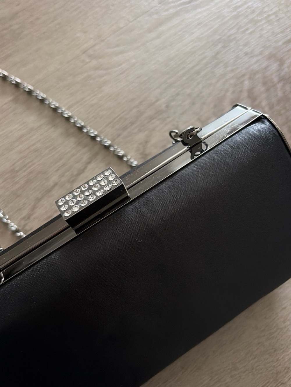 Camille La Vie Black Evening Clutch with Rhinestone Clasp